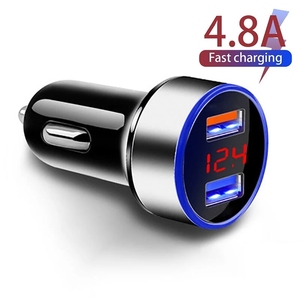 Pantalla LCD 12-24V 3.1A Toma de cigarrillos del coche Encendedor Dual <span class=keywords><strong>USB</strong></span> PD 2 puertos Teléfono Adaptador de cargador de coche de carga rápida para IPhone - Product Image 2