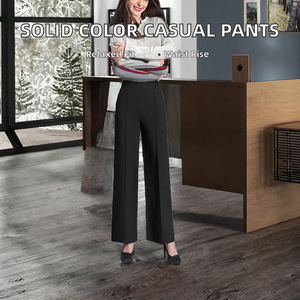 2025 Women's Solid Color <b>Boot</b> Cut Satin Spring Casual <b>Pants</b> with High Waist and Hanging Feel Eco-Friendly Waterproof Breathable - Product Image 2