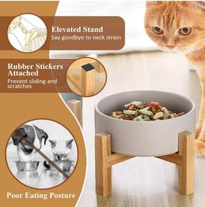 ถาดอาหารสัตว์เลี้ยงป้องกัน<span class=keywords><strong>อาเจียน</strong></span>แบบยกสูงสำหรับลูกสุนัข พร้อมขาตั้งไม้ไผ่ ขายส่งจากโรงงาน - Product Image 3