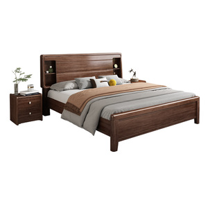 Walnut Solid Wood <b>Bed</b> 1.8m Storage Modern Minimalist Master Bedroom <b>Double</b> <b>Bed</b> - Product Image 1