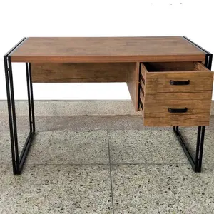 Double Tube Frame Computer Desk with Two Drawers Laptop Computer Table for Home Office