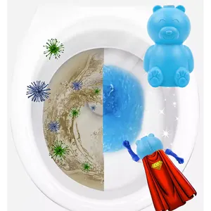 Powerful Portable Eco Friendly Bear Block Blue Touch Toilet Flush Bowl Cleaner