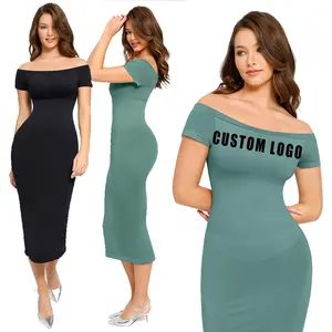 Hexin Vestido bodycon sem costura elegante para festas, roupa casual plus size para levantamento de bumbum, roupa de manga curta para mulheres