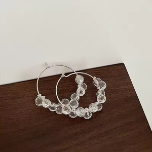 Pendientes de Moda con Lazo, Pendientes Geométricos Creativos de Diseño Coreano, Pendientes de Perlas Transparentes para Adolescentes - Product Image 3