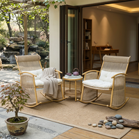 Fauteuil à bascule portable Meiqi avec table d'appoint - Mobilier d'extérieur moderne pour hôtel, parc, jardin, cour, coussins résistants aux UV