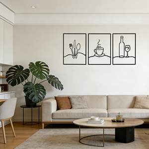 Lot de 3 Panneaux Muraux Métalliques Minimalistes pour <span class=keywords><strong>Cuisine</strong></span>, Décoration <span class=keywords><strong>Murale</strong></span> Rustique Noire pour <span class=keywords><strong>Cuisine</strong></span>, Salle à Manger, Salon, Décoration Intérieure - Product Image 5