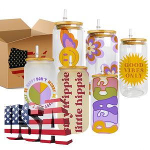 Paquete de 50 Latas de Cerveza Transparentes de 16 oz con Tapa de Bambú y Pajita para Sublimación - Product Image 1