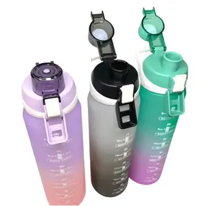 Senderismo de 32oz para botella de agua motivacional con marcador de tiempo Botella de gimnasio a prueba de fugas con tiempos para beber para acampar - Product Image 2