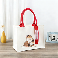 Sac fourre-tout en toile moyen pour femme, motif dessin animé, personnalisable avec logo, sac de shopping robuste
