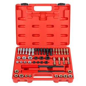 48-Piece Hand Tool Set for Nut Screw Thread Repair Includes <b>Tap</b> Die Wrench for Rusty Screw Removal in Hard Case with OEM Support - Product Image 1
