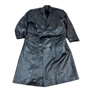 Men's PU Leather Trench Coat Long Sleeve Turn-down Collar Waterproof <b>Belted</b> Outerwear Solid Color - Product Image 1