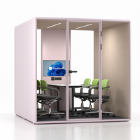 Cabine de travail insonorisée mobile pour intérieur, bureau, 4 places, pour réunions, travail, appels téléphoniques, étude, avec éclairage