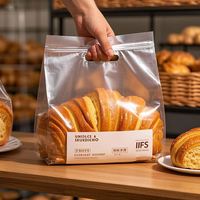Sachets à fond plat personnalisés imprimés en héliogravure, résistants à l'humidité, avec fermeture éclair refermable pour films, pain, toasts et pâtisseries