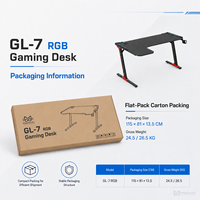 L-vormig uittrekbaar gamingbureau RGB LED metalen houten constructie carbon fiber oppervlak bekerhouder hoofdtelefoonhaak voor computer