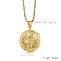 Dainty St Christopher inspiré Hansa main pièce 18K plaqué or en acier inoxydable petit ange pendentif bijoux de mode colliers