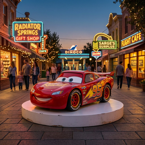 Scultura in Resina di Auto da Corsa Anime Rossa a Grandezza Naturale con Numero 95, Statua Espositiva Natalizia per Centri Commerciali - Product Image 4