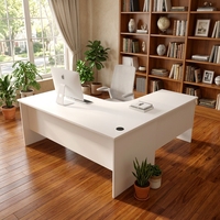 Bureau de direction classique en forme de L, bureau informatique moderne avec surface résistante à l'eau et écologique pour PDG et managers