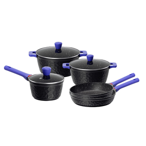 Juego <span class=keywords><strong>de</strong></span> Utensilios <span class=keywords><strong>de</strong></span> <span class=keywords><strong>Cocina</strong></span> Antiadherentes <span class=keywords><strong>de</strong></span> 8 Piezas con Revestimiento <span class=keywords><strong>de</strong></span> <span class=keywords><strong>Granito</strong></span> Diamantado, Tapas <span class=keywords><strong>de</strong></span> Vidrio y Asas Azules, Compatible con Inducción - Product Image 1