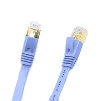 Kabel Ethernet Cat-7 Flat Tembaga Murni Gigabit Broadband Kelas Router, Kabel Patch Twisted-Pair Terproteksi