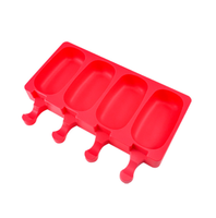 Moule à glace en silicone sans BPA à 4 cavités, moule à bâtonnets glacés en silicone avec bâtonnets en bois pour enfants, vente en gros