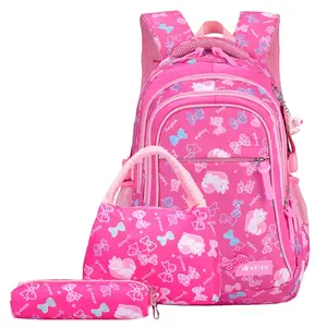 어린이 어깨 가방 대용량 멀티 포켓 학생 데이 팟 세트 안전 학교 배낭 점심 가방 및 연필 케이스