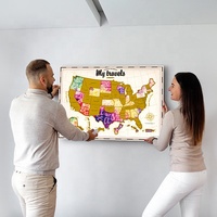 Póster de mapa del mundo raspable de lujo dorado, arte de pared de papel para decoración de sala de estar, mapa de marcas de viaje de estilo de amor elegante