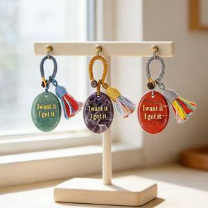 En gros <span class=keywords><strong>Pierre</strong></span> de palmier avec inscriptions, Accessoire porte-clés, Breloque de sac, Pierres de guérison en cristal, pour la méditation et la création d'ornements DIY - Product Image 3