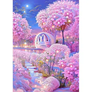 Lienzo personalizado fantasía paisaje cristal 5d diamante arte pintura kits flores AB taladro redondo y cuadrado resina diamante arte kits