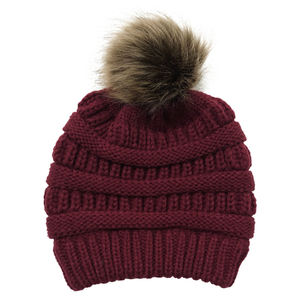 Bonnet de luxe en fausse <span class=keywords><strong>fourrure</strong></span> pour <span class=keywords><strong>femme</strong></span> et fille, bonnet tricoté à la queue de cheval, collection hiver 2022 - Product Image 1