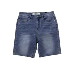 Custom Men's Summer Men's Denim Shorts Distressed Light Wash with Monkey Wash Straight Style Mid Waist Jeans Closure ODM Supply