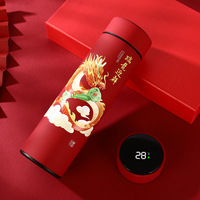 Botella de Agua Inteligente Personalizada de Estilo Chino, Botella Térmica de Acero Inoxidable, Botella de Agua Portátil Sellada con Pantalla Digital LED