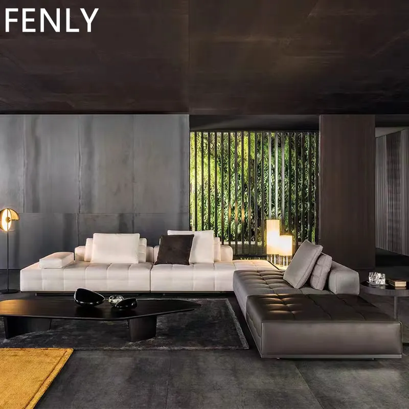 Italian Luxury Lawrence Luxury Sofa Classic Villa Furniture Genuine Leather Minimalist Modular Sectional Set Living Room Gym