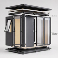 Módulo de Oficina Modular para Jardín de 114 pies cuadrados, Cabina Prefabricada Moderna de Aluminio DIY para Dormitorio, Parque y Mercados de la UE/EE. UU.