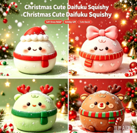 Weihnachts-Daifuku Squishy Hund mit Wechselgesicht, Fidget-Spielzeug zur Stresslinderung, Quetschspielzeug für Kinder und Erwachsene, Feiertagsgeschenk Mochi