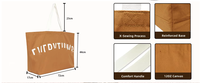 Gros Naturel Extra Large Élégant Moderne Organisateur Grand Sac en Toile Durable avec Impression de Logo pour le Shopping