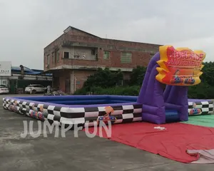 2024 Bumper Cars Inflatable pitch 10x9 meter Inflatable go kart track customize LOGO printing