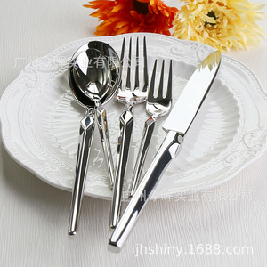 Shiny Jh Diamond Shape 304 Stainless Steel Cutlery <b>Set</b> Mirror Polished For Hotel Home Use - Product Image 2