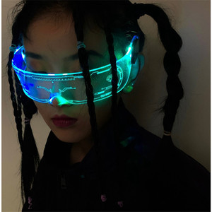 Cyberpunk luminoso Led incandescente occhiali da festa Night Club Colorful Dance Light Up occhiali da sole visiera a Led - Product Image 6