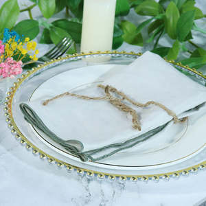 Vente en gros de serviettes en tissu de coton 100% lin de taille personnalisée bordure de serviette brodée à la main pour les mariages OEM ODM disponible rapidement - Product Image 3