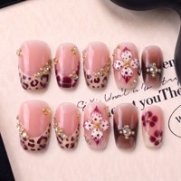 Ongles à presser en acrylique faits main, courbes carrées 2.0, avec logo personnalisé et marque privée, couverture complète, PMMA, incrustation émail, 10 pièces