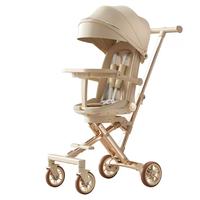 Poussette bébé en alliage d'aluminium 360 °   Siège rotatif pliable à une touche 175 °   Poussette de voyage pour bébé avec siège inclinable, ceinture de sécurité à 5 points et plateau amovible