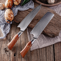 Couteau de chef Damas 8 pouces, 67 couches, couteau de cuisine professionnel à cœur VG-10, manche en bois de rose avec coffret cadeau
