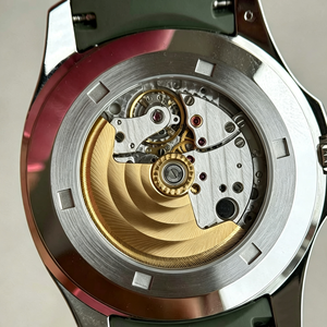 Reloj Mecánico para Hombre de Oro de 18k, Verde Aguacate, 42mm, Correa Naranja, Esfera Negra, Movimiento 324, Estilo Casual de Negocios, Regalo Masculino - Product Image 5