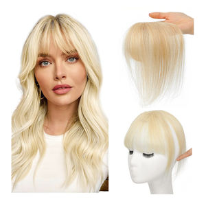 Extensiones de Cabello <span class=keywords><strong>Rubio</strong></span> de Alta Calidad Tipo T 5*7 con Base de Seda y <span class=keywords><strong>Flequillo</strong></span> Francés, Clip para Fijar, Cabello Humano <span class=keywords><strong>Rubio</strong></span> con <span class=keywords><strong>Flequillo</strong></span> - Product Image 1