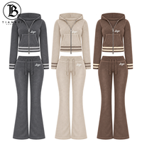 Ensemble de survêtement 2 pièces pour femme en molleton French Terry, veste décontractée et pantalon, idéal pour les grandes tailles, style inspiré de marques de renom