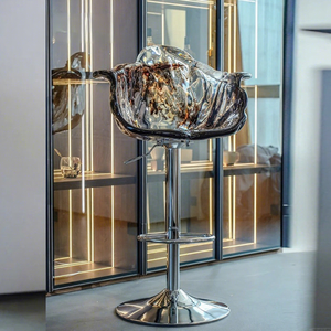 High-end Light Luxury PU Petal Design Dining Chair & Lifting <b>Bar</b> <b>Stool</b> for Living Room Island Counter Villa Furniture - Product Image 5