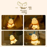 Petite lampe de chevet LED en silicone en forme d'elk avec capteur de mouvement, lampe de table LED intégrée avec batterie, Saint-Valentin, anniversaire