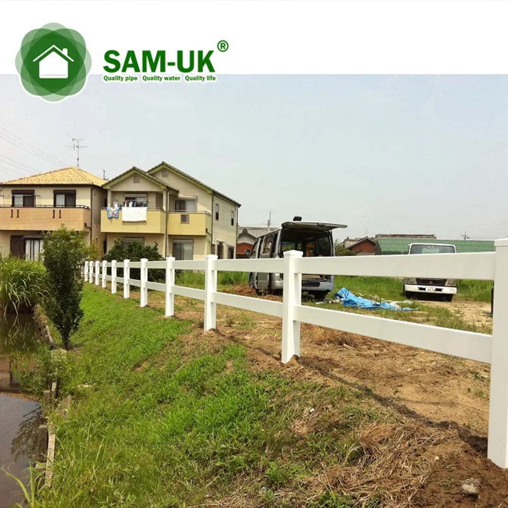 High quality UV resistant and easy to assemble white plastic 2-Ranch Rail able Easily Assembled Horse Vinyl Fence