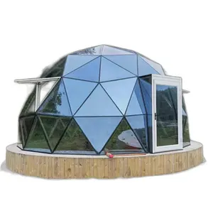 Desain baru Modern transparan atap semua kaca Igloo Geodesic bingkai aluminium Modular mewah kubah kaca untuk Glamping Hotel