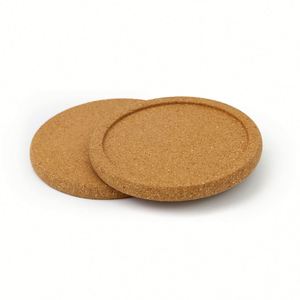Sous-verres écologiques en liège vierges de 5 pouces, ronds, imprimables, avec rebord, vente en gros à prix abordable - Product Image 4